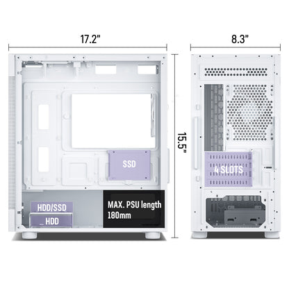 DARKROCK MH200 White PC Computer Case for Office&Gaming Compact Mid-Tower Micro ATX Mini ITX High-Airflow Mesh Front & Side Panel Top 240mm Radiator Support Type-C Ready, ARGB 120mm Fan Pre-Installed
