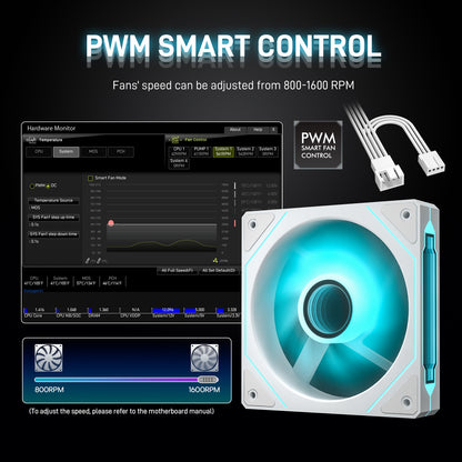 DARKROCK F120 3in1 120mm Infinite Mirror Design Case Fans with 20 Ports Contoller Hub, 24 LED Lights PWM Control & ARGB Effect, Hydraulic HDB Bearing for Low-Noise Operation