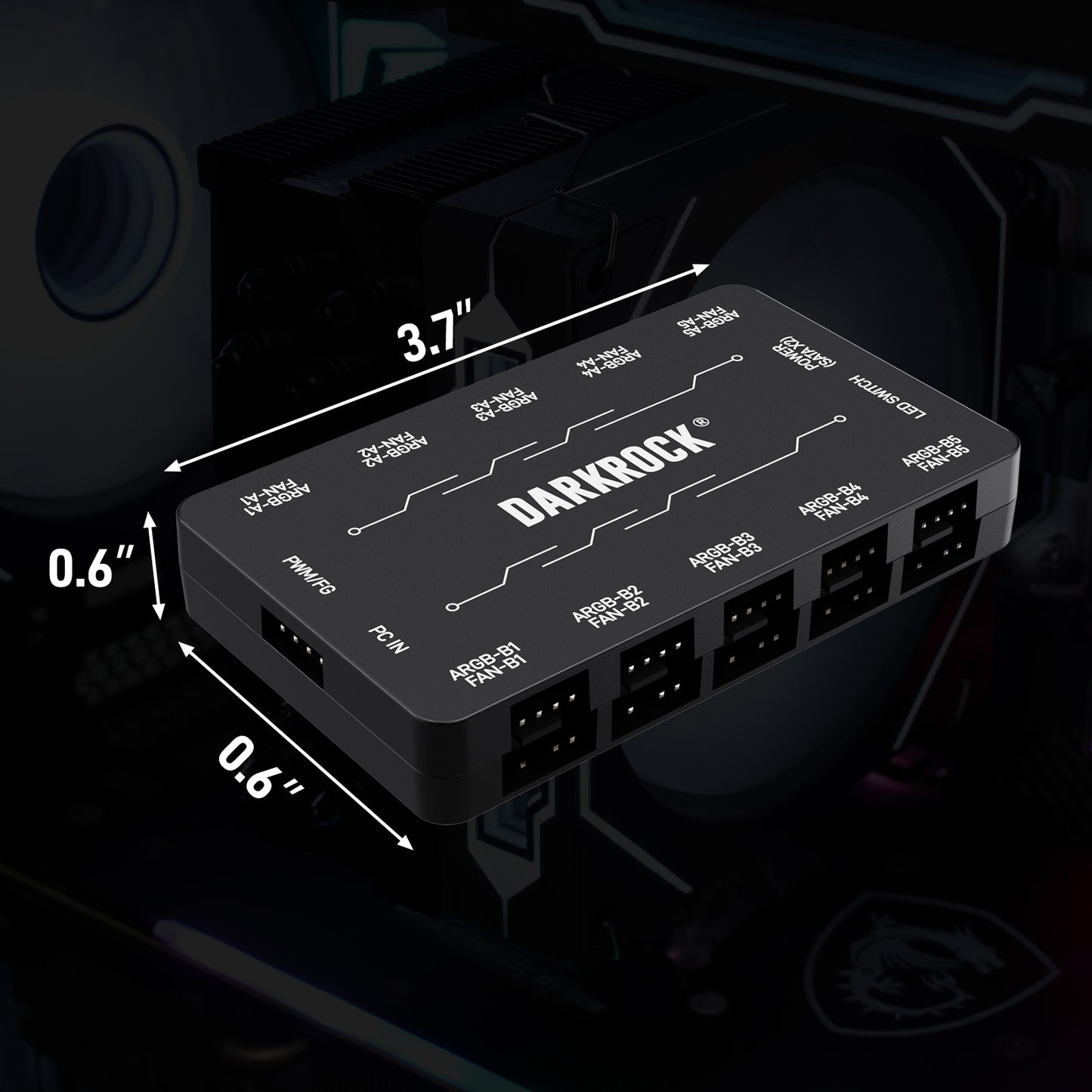 DARKROCK F120 3in1 120mm Infinite Mirror Design Case Fans with 20 Ports Contoller Hub, 24 LED Lights PWM Control & ARGB Effect, Hydraulic HDB Bearing for Low-Noise Operation