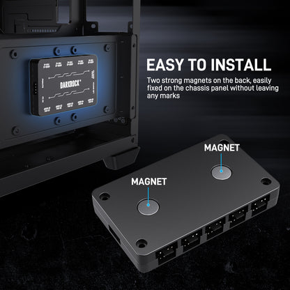 DARKROCK F120 3in1 120mm Infinite Mirror Design Case Fans with 20 Ports Contoller Hub, 24 LED Lights PWM Control & ARGB Effect, Hydraulic HDB Bearing for Low-Noise Operation