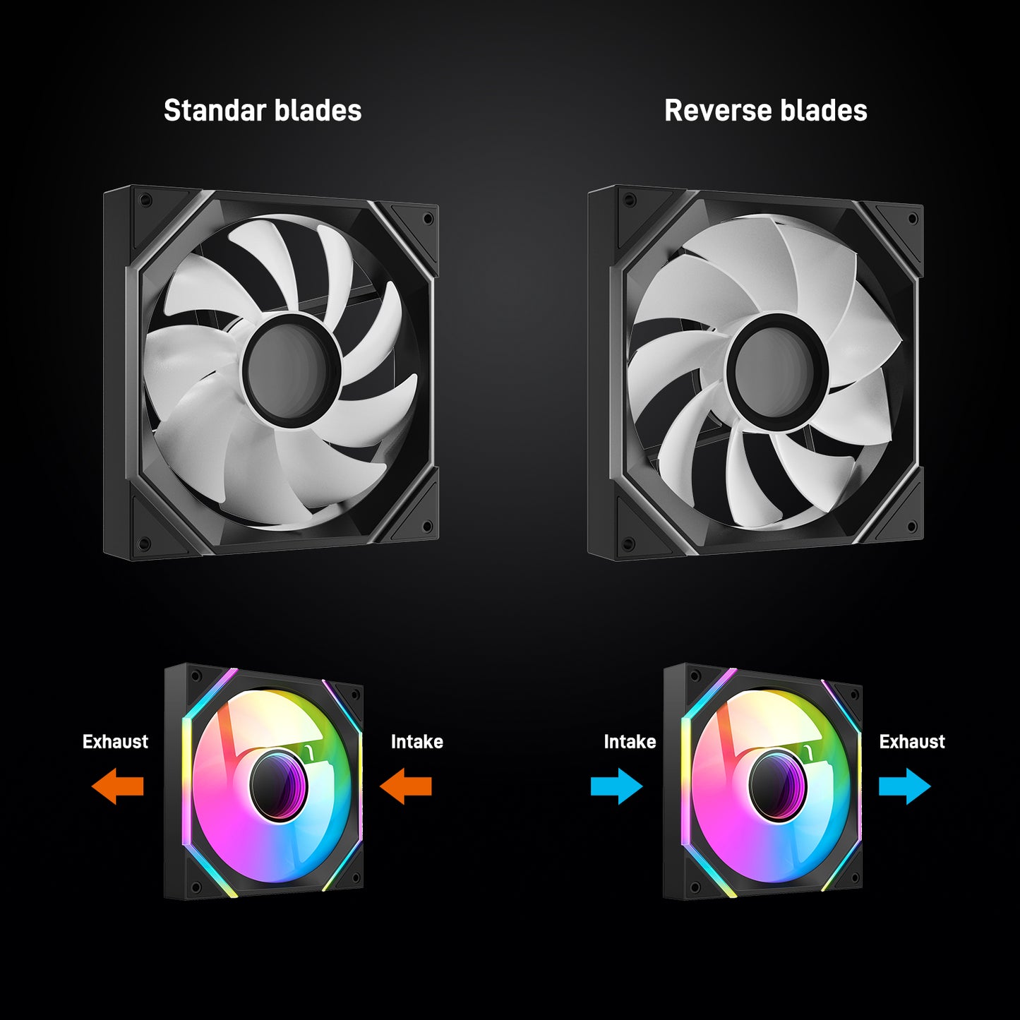 DARKROCK R140 140mm Reverse Blade Infinity Mirror Design PC Fan with LED ARGB Effects & PWM Control and Stable Running HDB Hydraulic Bearings