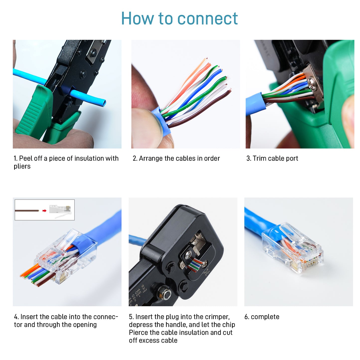 DARKROCK Cat6 Pass Through Connector 100-Pack for Ethernet Cables - Compatible with Cat6/Cat5/Cat5e, Strong Antioxidant Performance, 24-26AWG/Flat Network Cables, RJ45 Keystone Inline Coupler - Transparent.