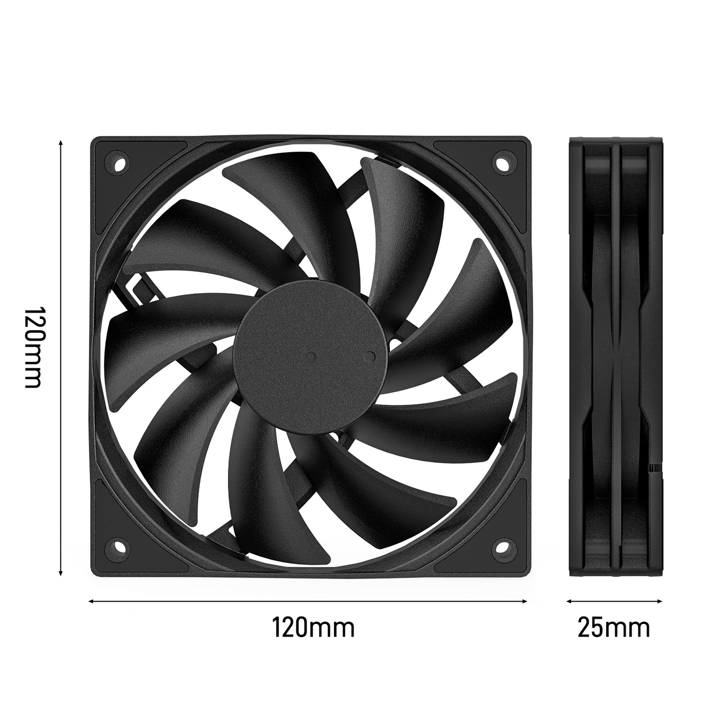 DARKROCK 3-Pack 120mm Black Computer Case Fans High Performance Cooling Low Noise 3-Pin 1200 RPM Hydraulic Bearing Quiet Long Life Up to 30,000 Hours 5 Years Warranty