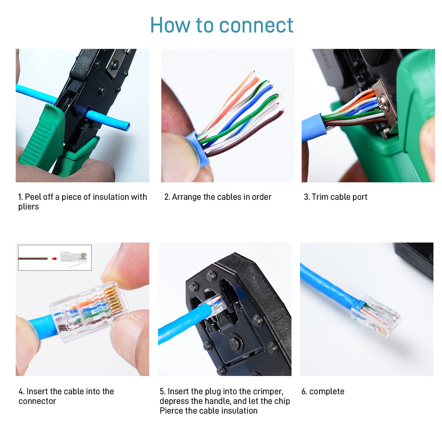 DARKROCK Cat6 RJ45 Connectors 100-Pack for Ethernet Cables - Compatible with Cat6/Cat5/Cat5e, Strong Antioxidant Performance, 24-26AWG/Flat Network Cables, RJ45 Keystone Inline Coupler - Transparent.