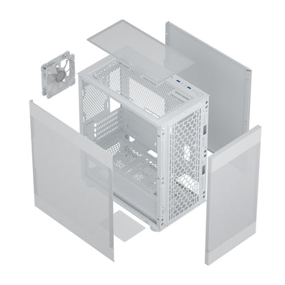 DARKROCK MH200 White PC Computer Case for Office&Gaming Compact Mid-Tower Micro ATX Mini ITX High-Airflow Mesh Front & Side Panel Top 240mm Radiator Support Type-C Ready, ARGB 120mm Fan Pre-Installed