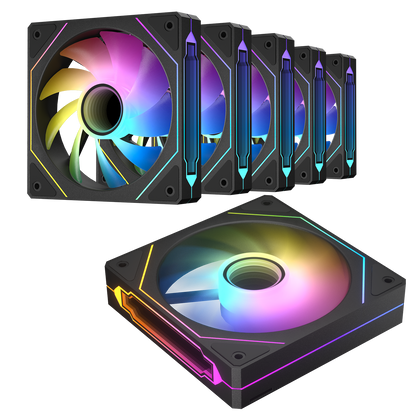 DARKROCK F120 6-Pack 120mm Infinite Mirror Case Fans with PWM Control & ARGB Effect, 24 LED Lights, HDB Hydraulic Bearing for Low-Noise Operation - Suitable for Most PC Cooling Systems