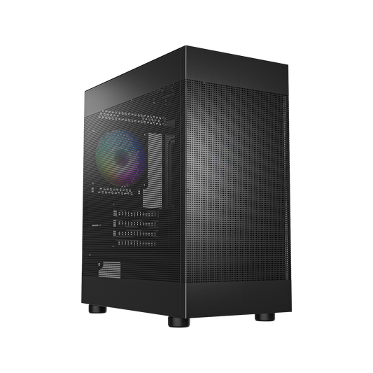 DARKROCK MH200 Black PC Computer Case for Office&Gaming Compact Mid-Tower Micro ATX Mini ITX High-Airflow Mesh Front & Side Panel Top 240mm Radiator Support Type-C Ready, ARGB 120mm Fan Pre-Installed